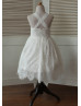 Ivory Cotton Lace Cross Back Flower Girl Dress